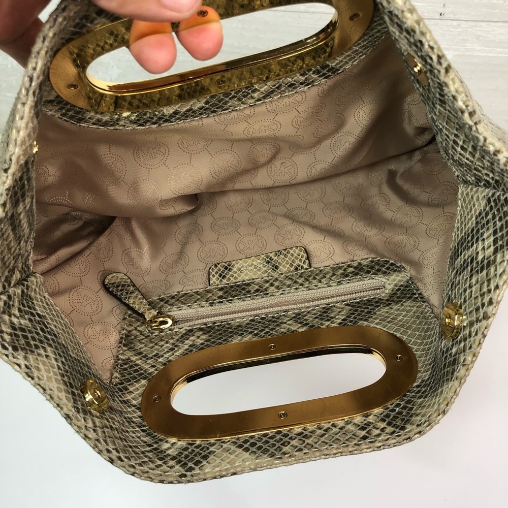 Michael Michael Kors Beige Python Embossed Leathe… - image 5